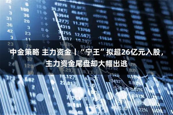 中金策略 主力资金丨“宁王”拟超26亿元入股，主力资金尾盘却大幅出逃