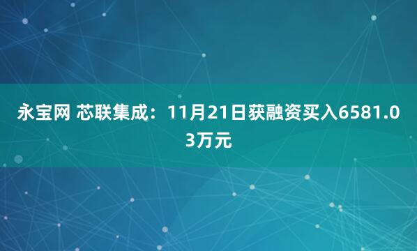 永宝网 芯联集成：11月21日获融资买入6581.03万元