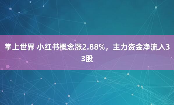 掌上世界 小红书概念涨2.88%,主力资金净流入33股